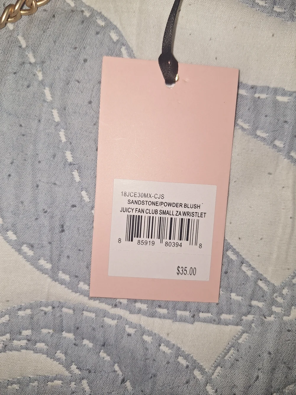 EXCLUSIVE Juicy Couture Beige Pink Logo Zip Wallet with Gold Chain